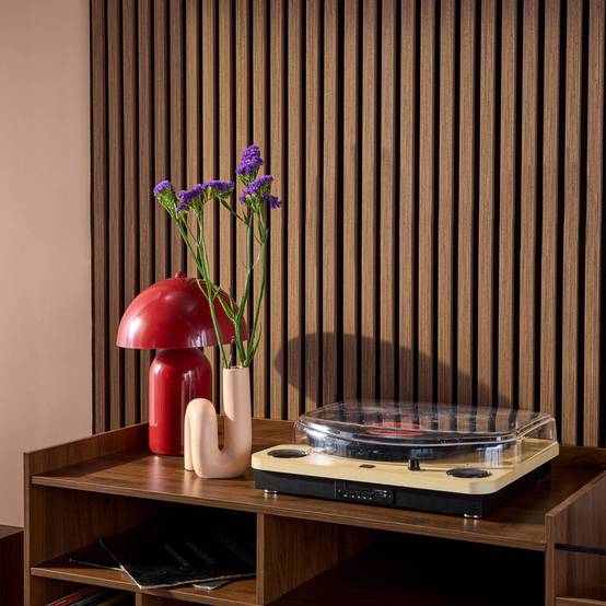 sweeek - Set de 4 panneaux muraux acoustiques décoratifs en feutrine et MDF noyer 60x120cm - Kyoto | sweeek - Image 3
