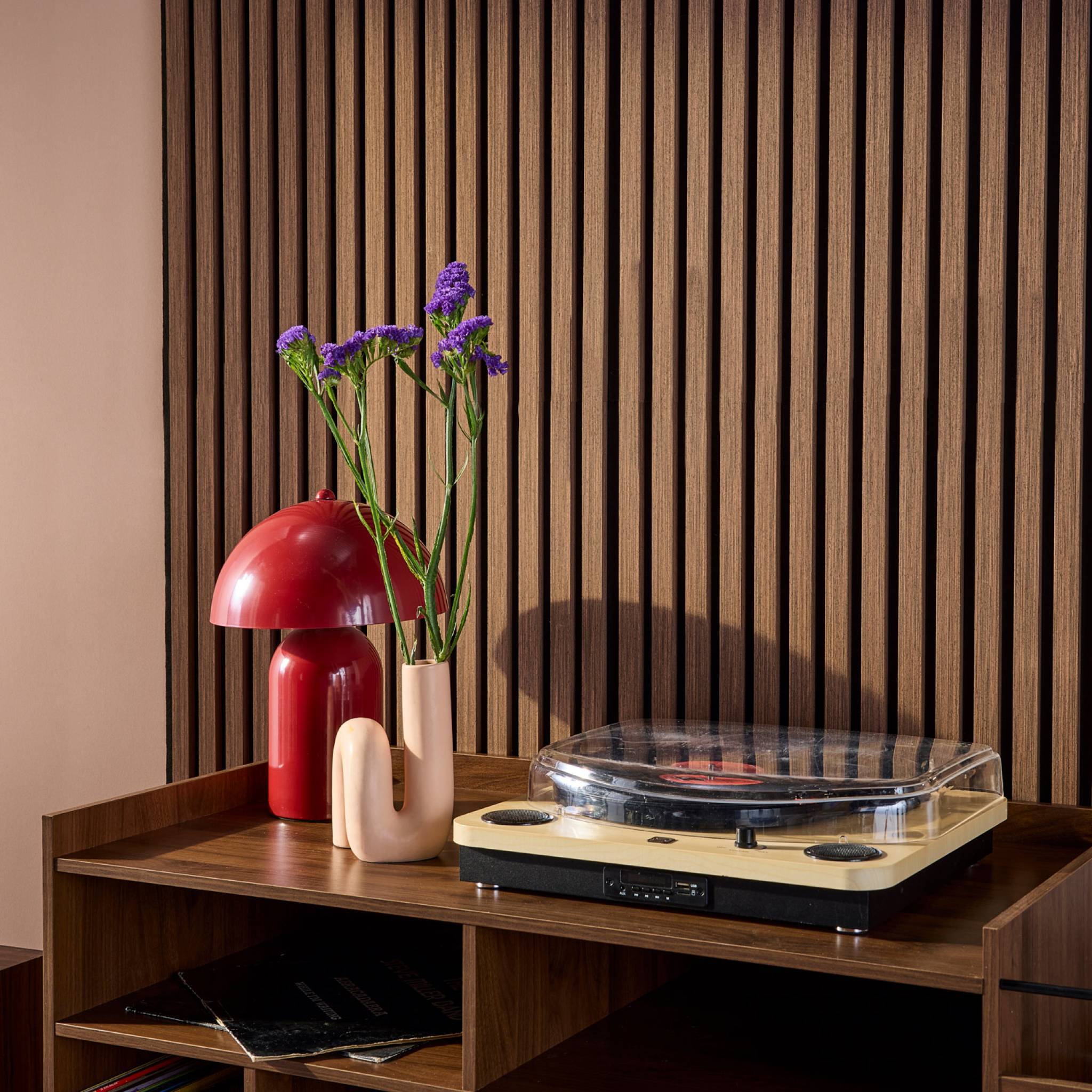 sweeek - Set de 4 panneaux muraux acoustiques décoratifs en feutrine et MDF noyer 60x120cm - Kyoto | sweeek - Image 3