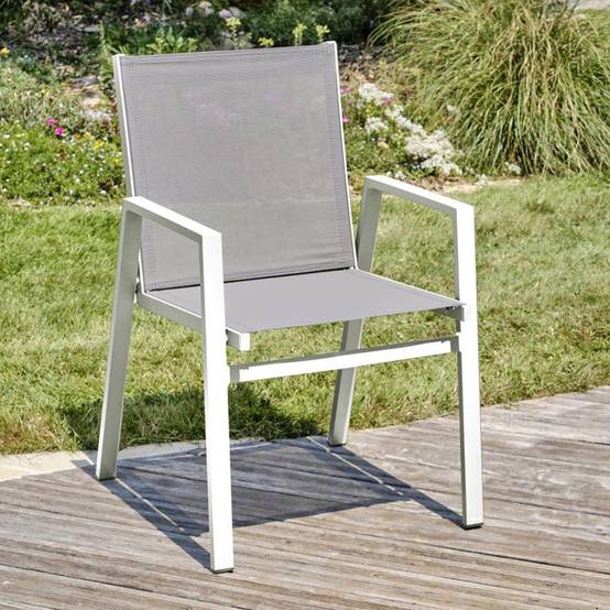Dcb Garden - Fauteuil de jardin empilable en aluminium - Blanc - FLORIDE - Image 5