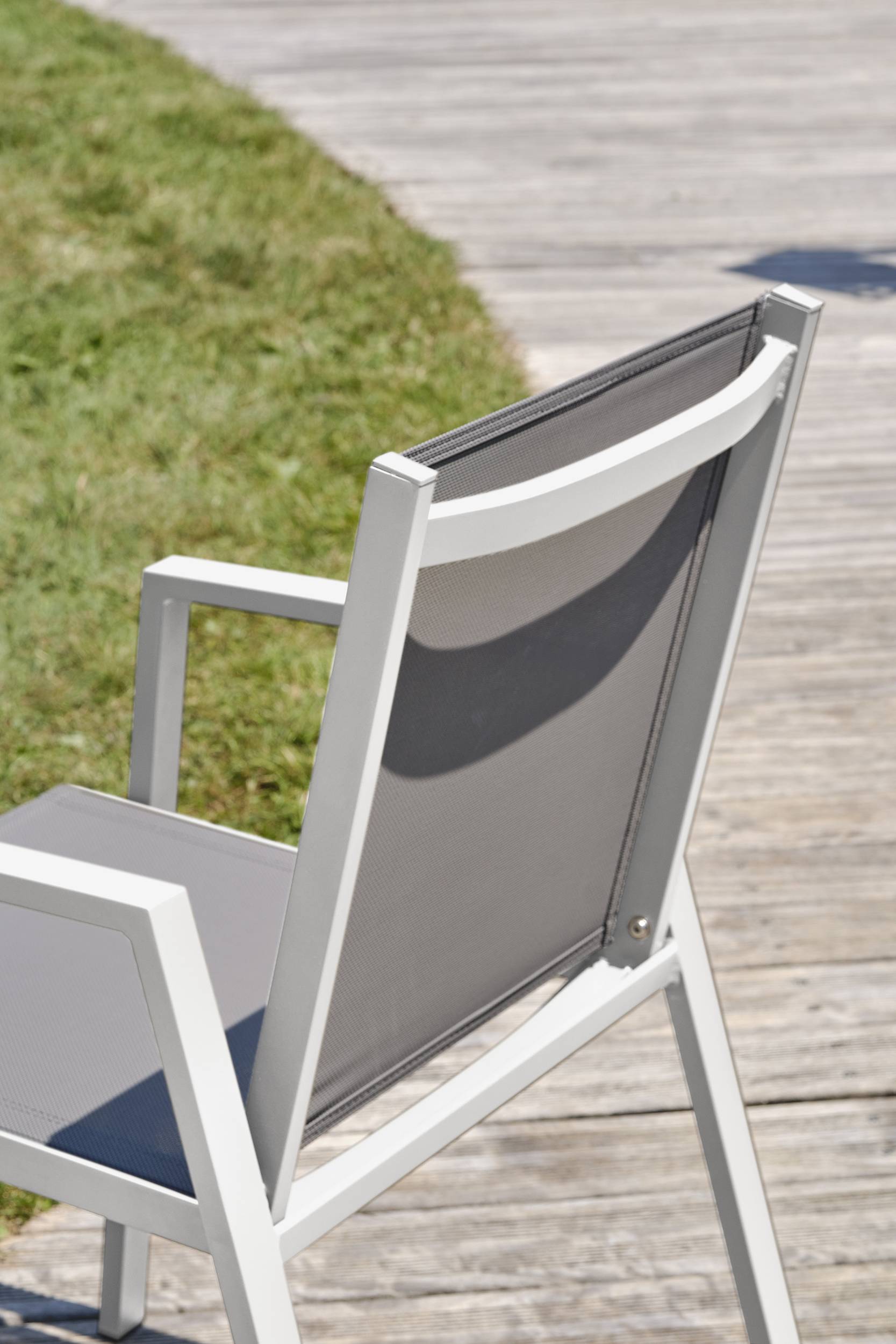 Dcb Garden - Fauteuil de jardin empilable en aluminium - Blanc - FLORIDE - Image 4