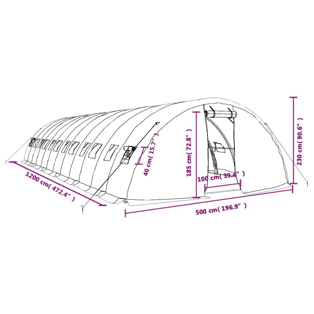 Serre Tunnel Jardin Acier Galvanisé PE Renforcé Culture 60m² 12x5x2,3m - ComfortXL Outdoor Living - Image 6