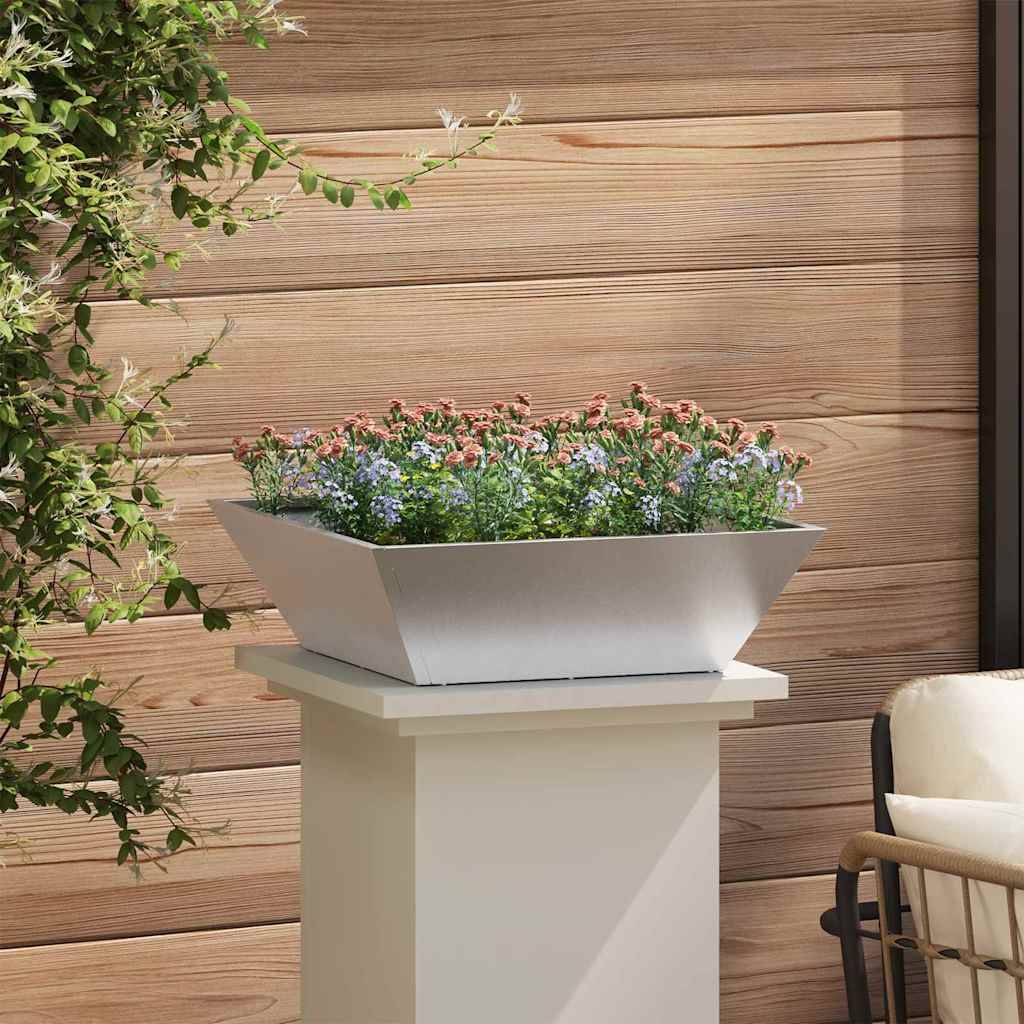 Cache-pot de jardin 5 pcs | Bac à fleurs Argent 50 x 50 x 15 cm - Image 4