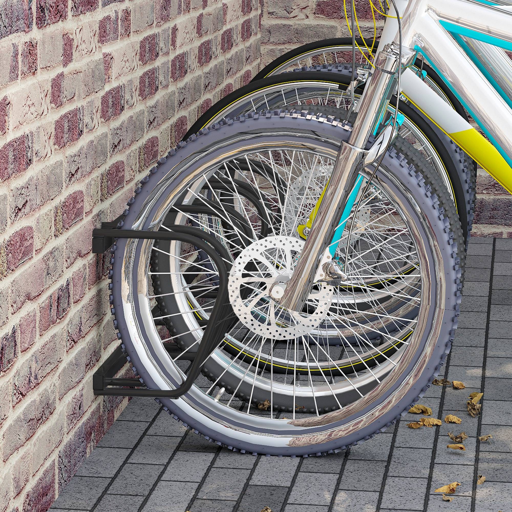 Support vélos en acier pour 4 vélos 110x33x27 cm noir, rangement compact pour atelier et garage - Image 4