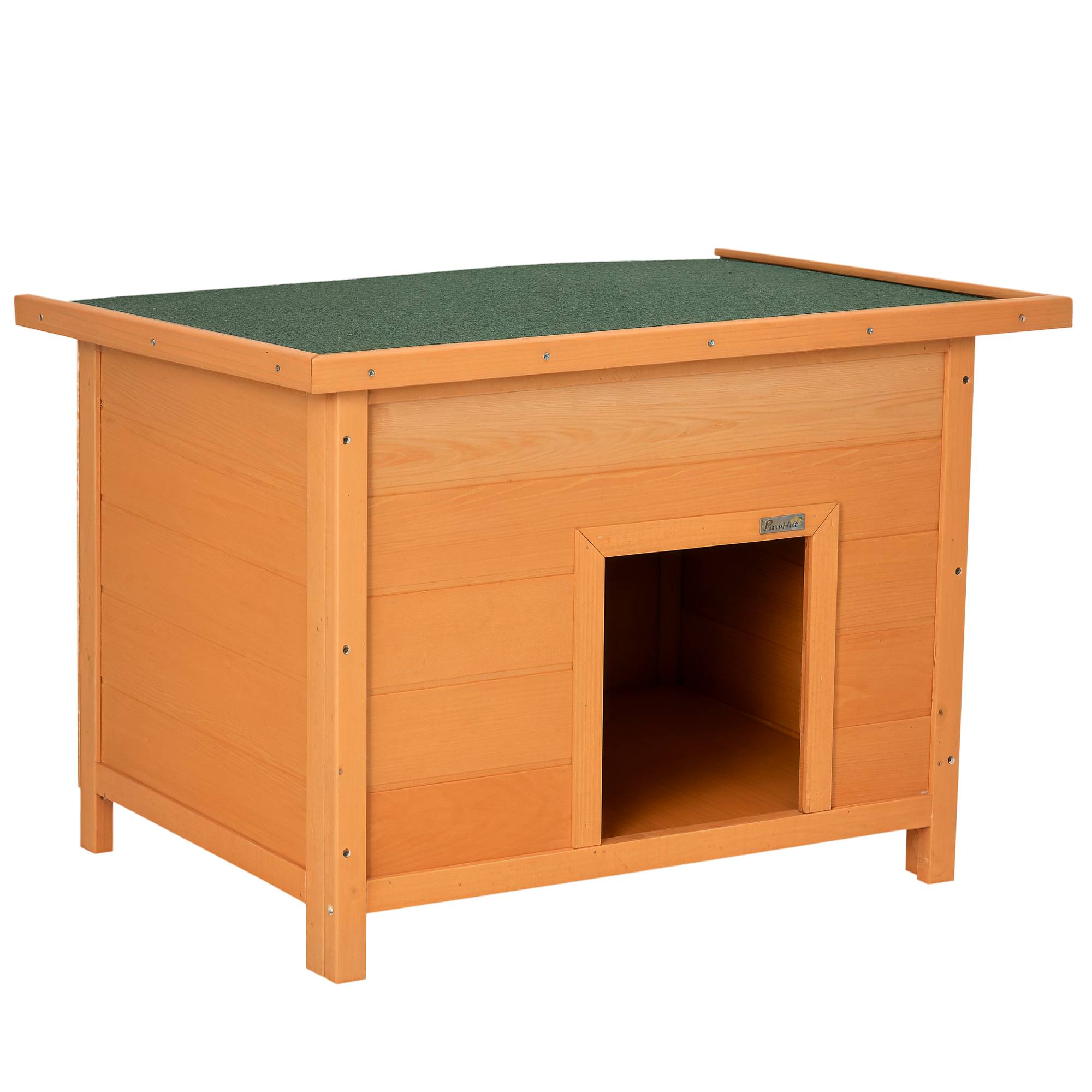 Niche pour chien chat en bois sur pied chenil toit ouvrant bitumé pin massif pré-huilé 85 x 58 x 58 cm - Image 1