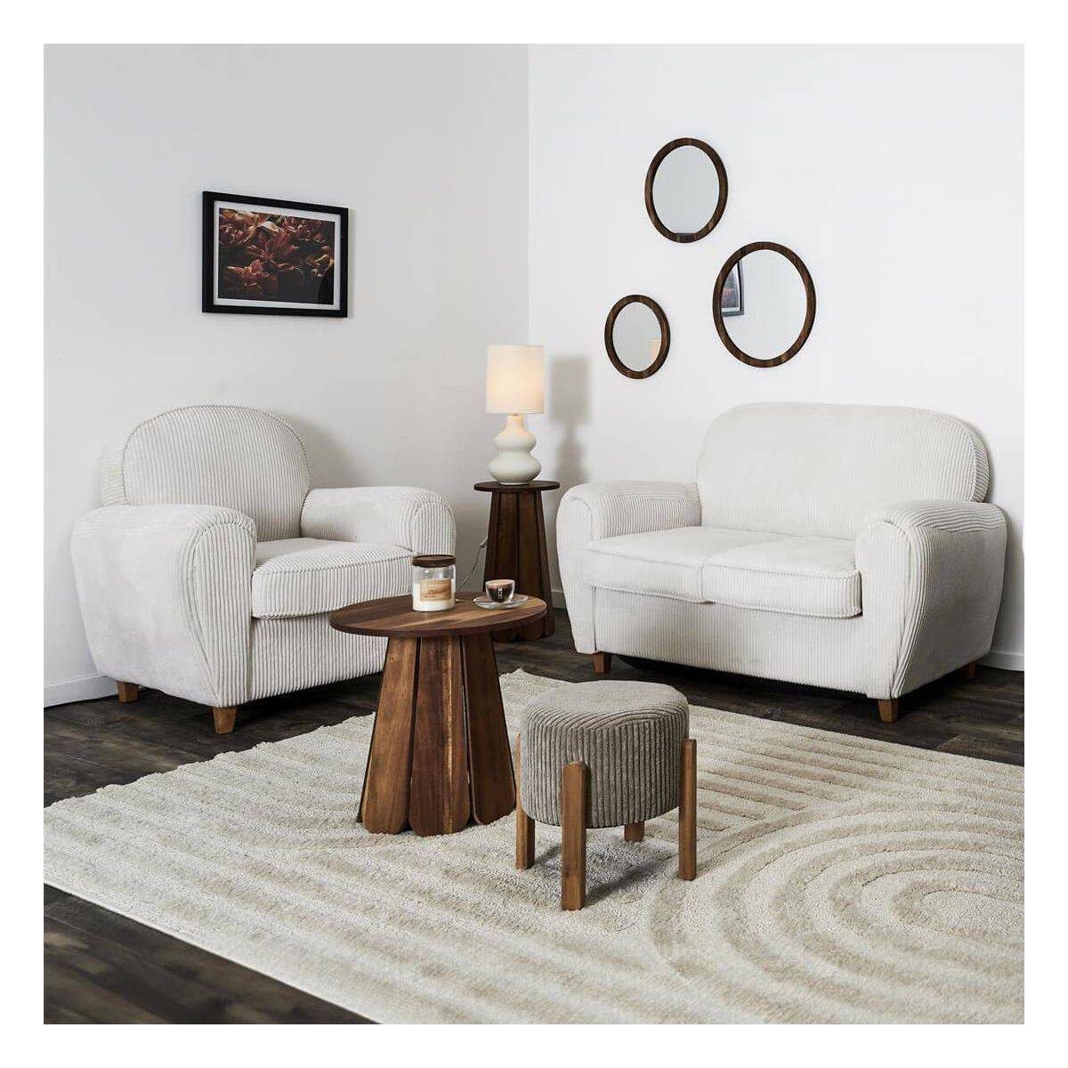 Fauteuil Club Paris Prix – Côtelé Beige – 89 Cm – Design Confortable