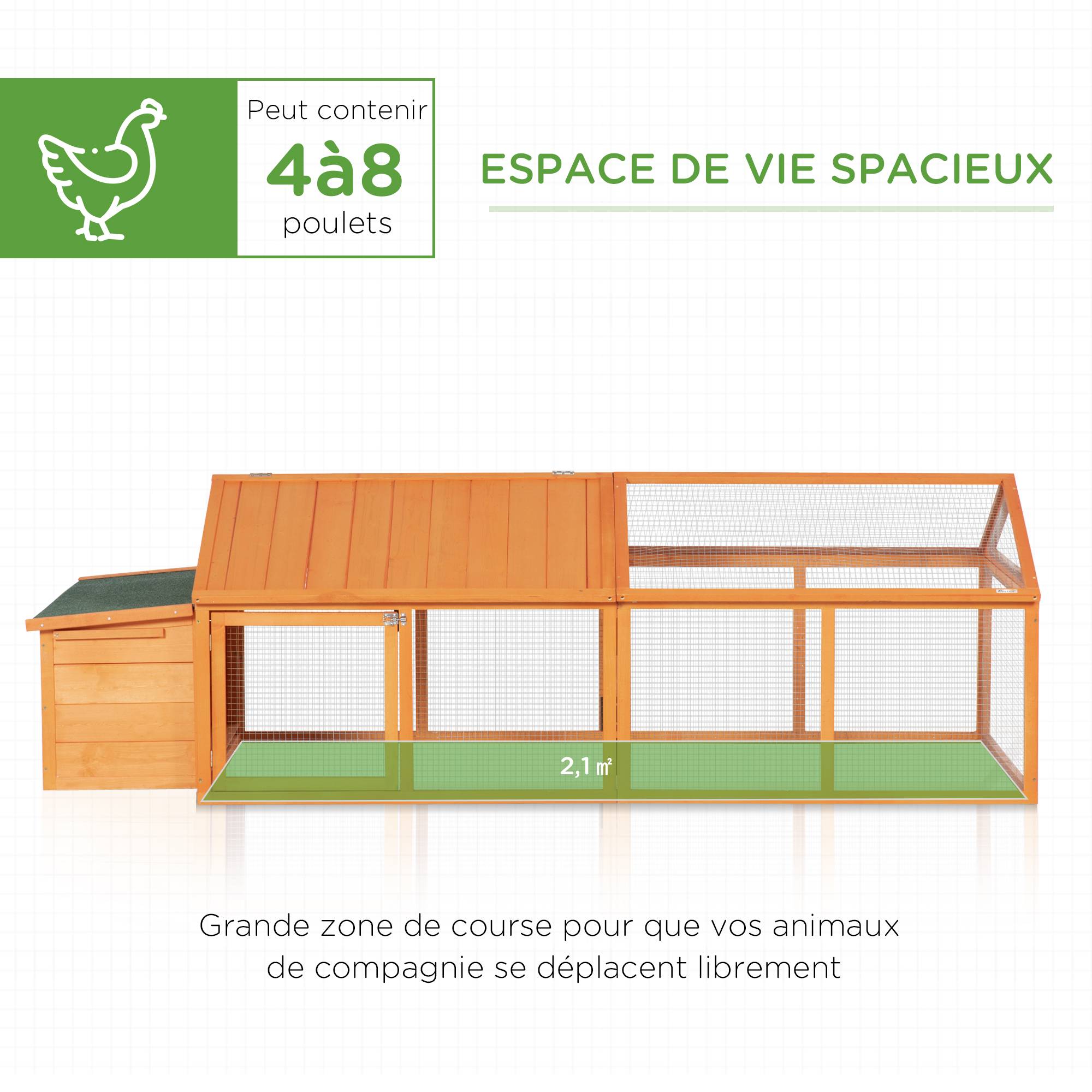 ComfortXL - Cage poulailler bois Sapin Extérieur Modulable pondoir 240x112cm Orange - ComfortXL Outdoor Living - Image 6