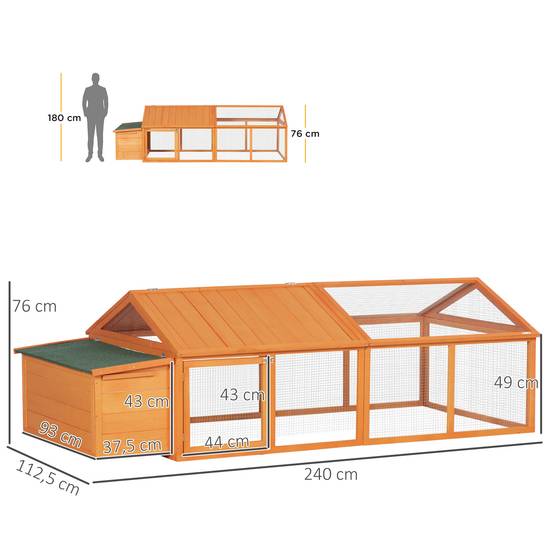 ComfortXL - Cage poulailler bois Sapin Extérieur Modulable pondoir 240x112cm Orange - ComfortXL Outdoor Living - Image 5