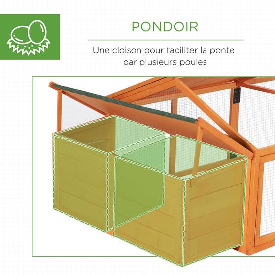 ComfortXL - Cage poulailler bois Sapin Extérieur Modulable pondoir 240x112cm Orange - ComfortXL Outdoor Living - Image 9