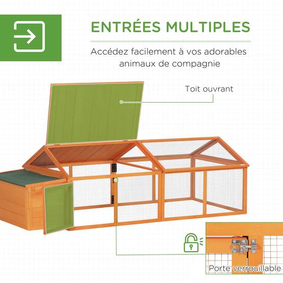 ComfortXL - Cage poulailler bois Sapin Extérieur Modulable pondoir 240x112cm Orange - ComfortXL Outdoor Living - Image 7