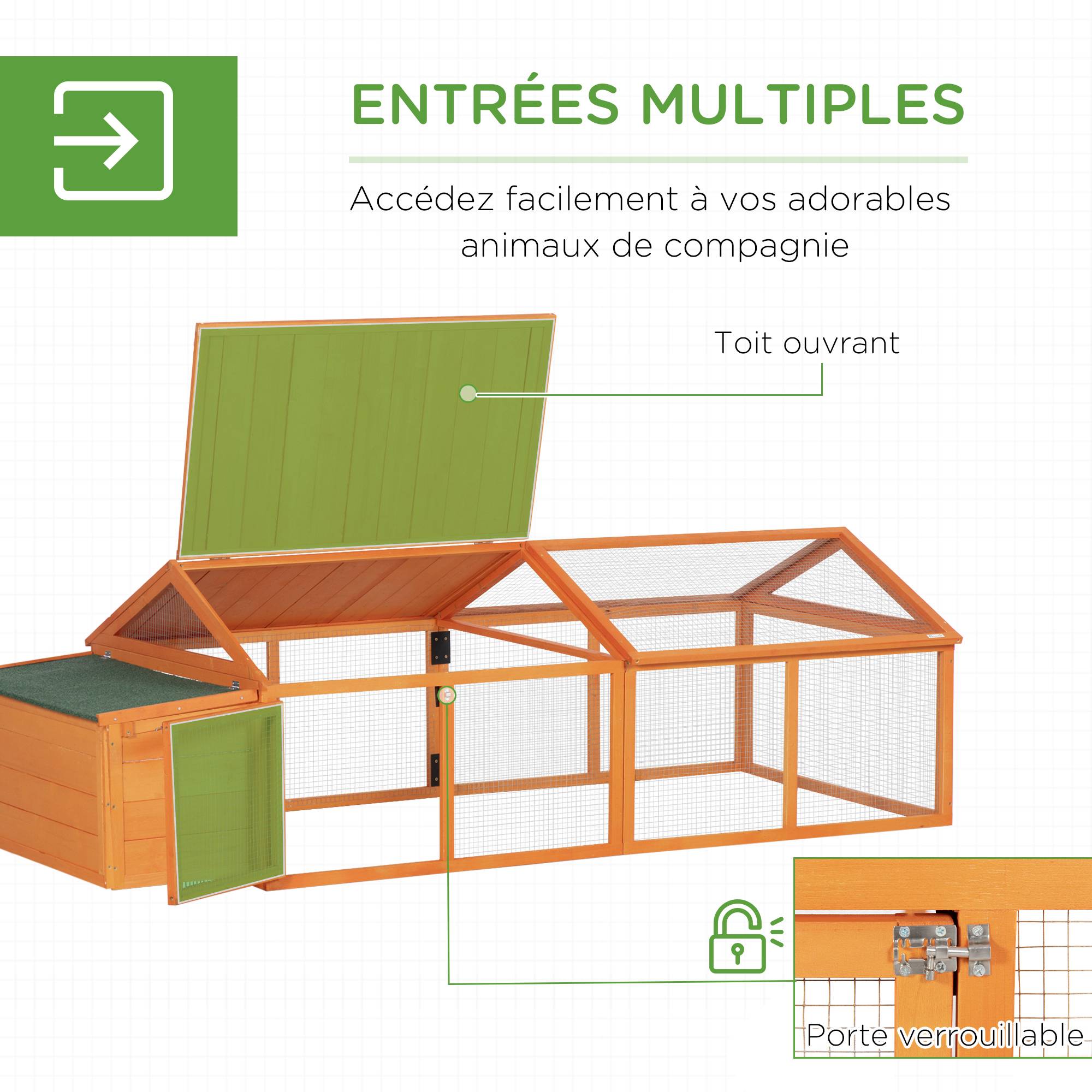 ComfortXL - Cage poulailler bois Sapin Extérieur Modulable pondoir 240x112cm Orange - ComfortXL Outdoor Living - Image 7