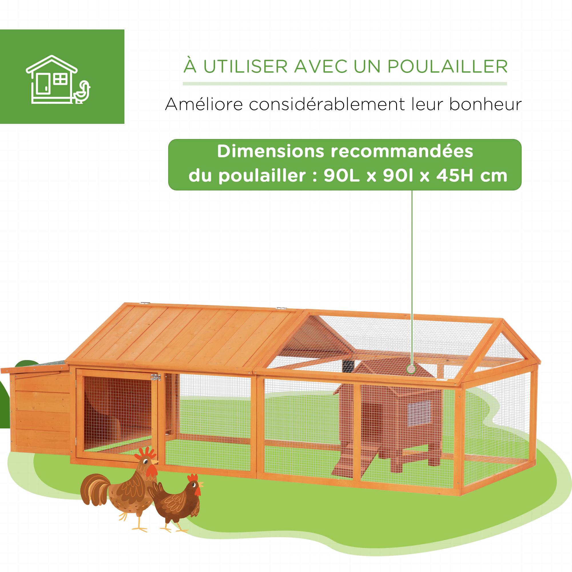 ComfortXL - Cage poulailler bois Sapin Extérieur Modulable pondoir 240x112cm Orange - ComfortXL Outdoor Living - Image 8