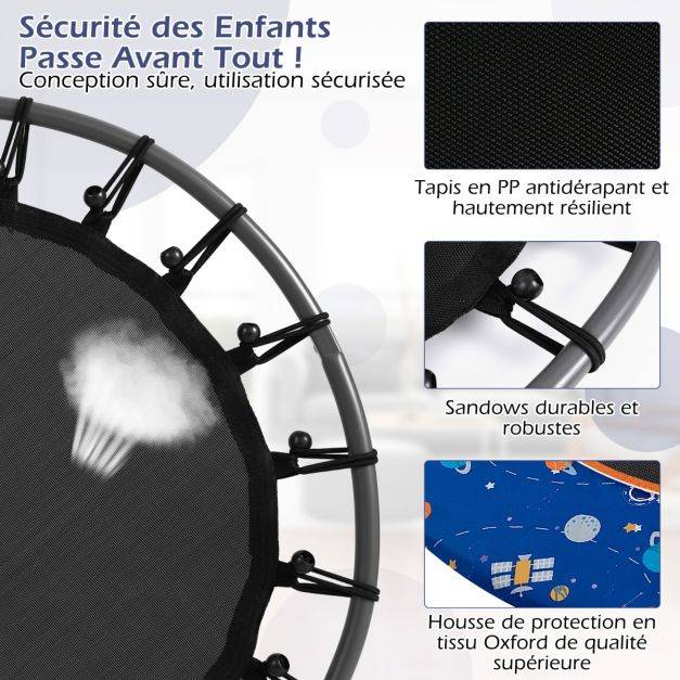 Helloshop26 - Trampoline pour enfants diamètre 92cm lumineux avec poignée amovible charge 25 kg pour sports de saut intérieur extérieur bleu - Image 3