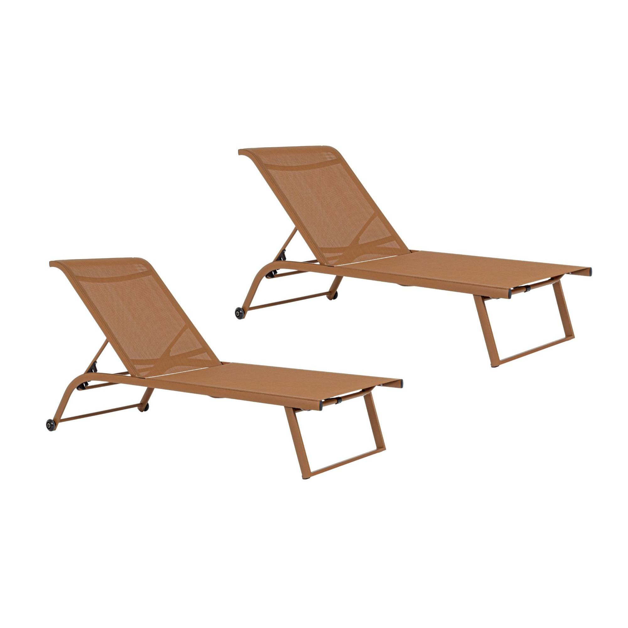 Autre - Bains de soleil inclinables en aluminium et tissu (lot de 2) - CABOURG - Image 1