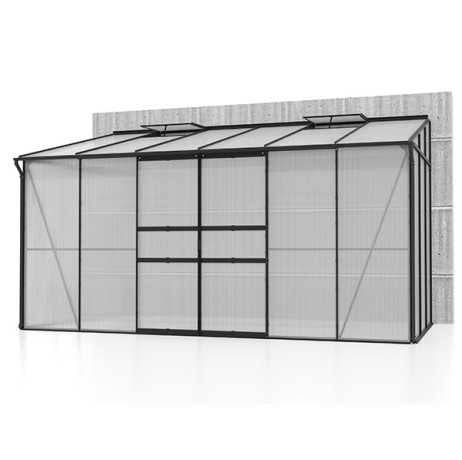 Vitavia - Serre adossée IDA 7800 - 7,8 m² en polycarbonate avec porte coulissante & lucarnes, Couleur Vert, Polycarbonate 4 mm - Image 6
