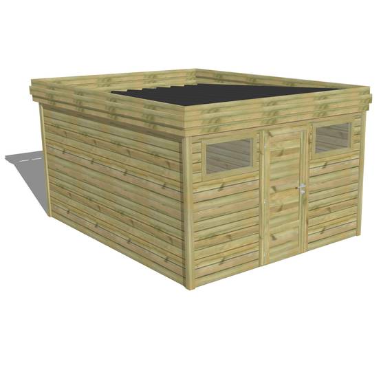 ABRI DE JARDIN bois autoclave 27mm - 3,44x4,34m / 15m2 - Bac acier - Abri Français - Image 1