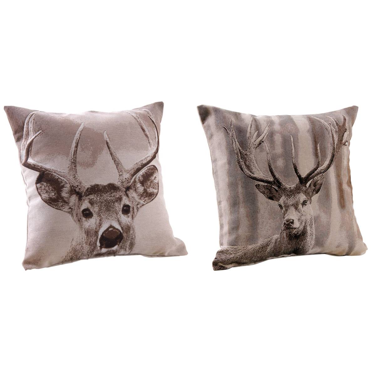 Aubry Gaspard - Coussin cerf en coton et polyester (Lot de 2) 60 cm - Image 1