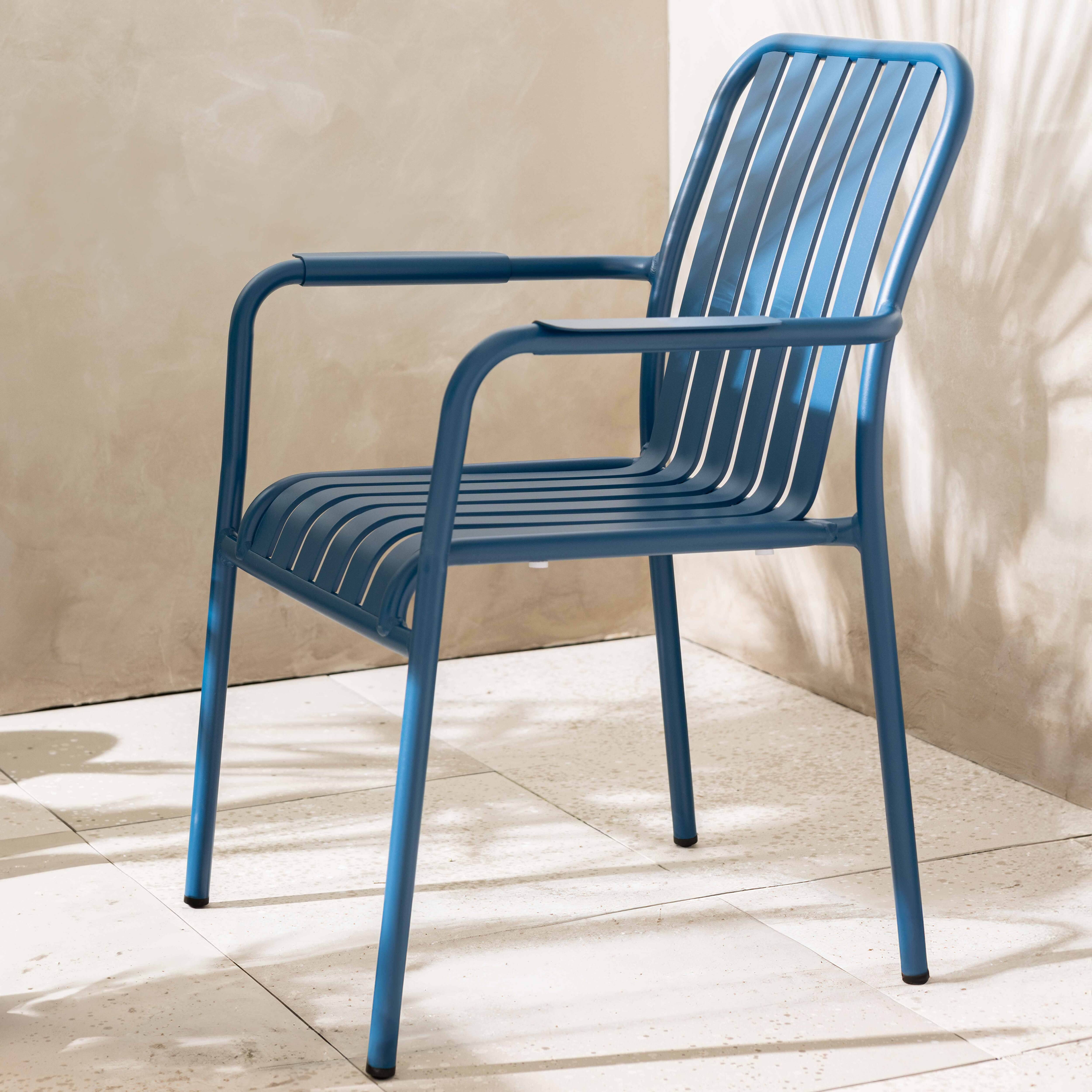 Oviala - Chaise de terrasse avec accoudoirs en aluminium bleu foncé Faro - Oviala - Image 2