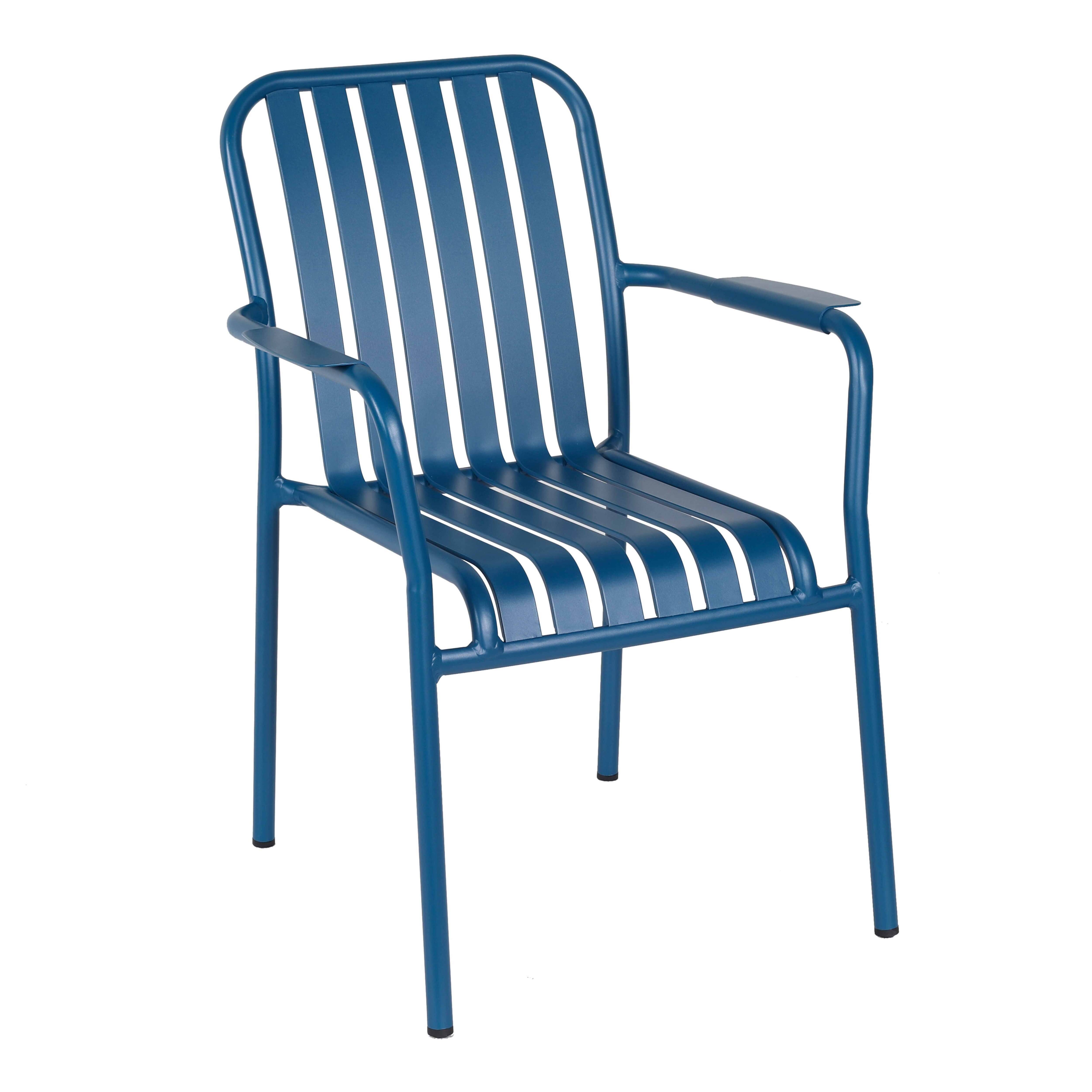 Oviala - Chaise de terrasse avec accoudoirs en aluminium bleu foncé Faro - Oviala - Image 1