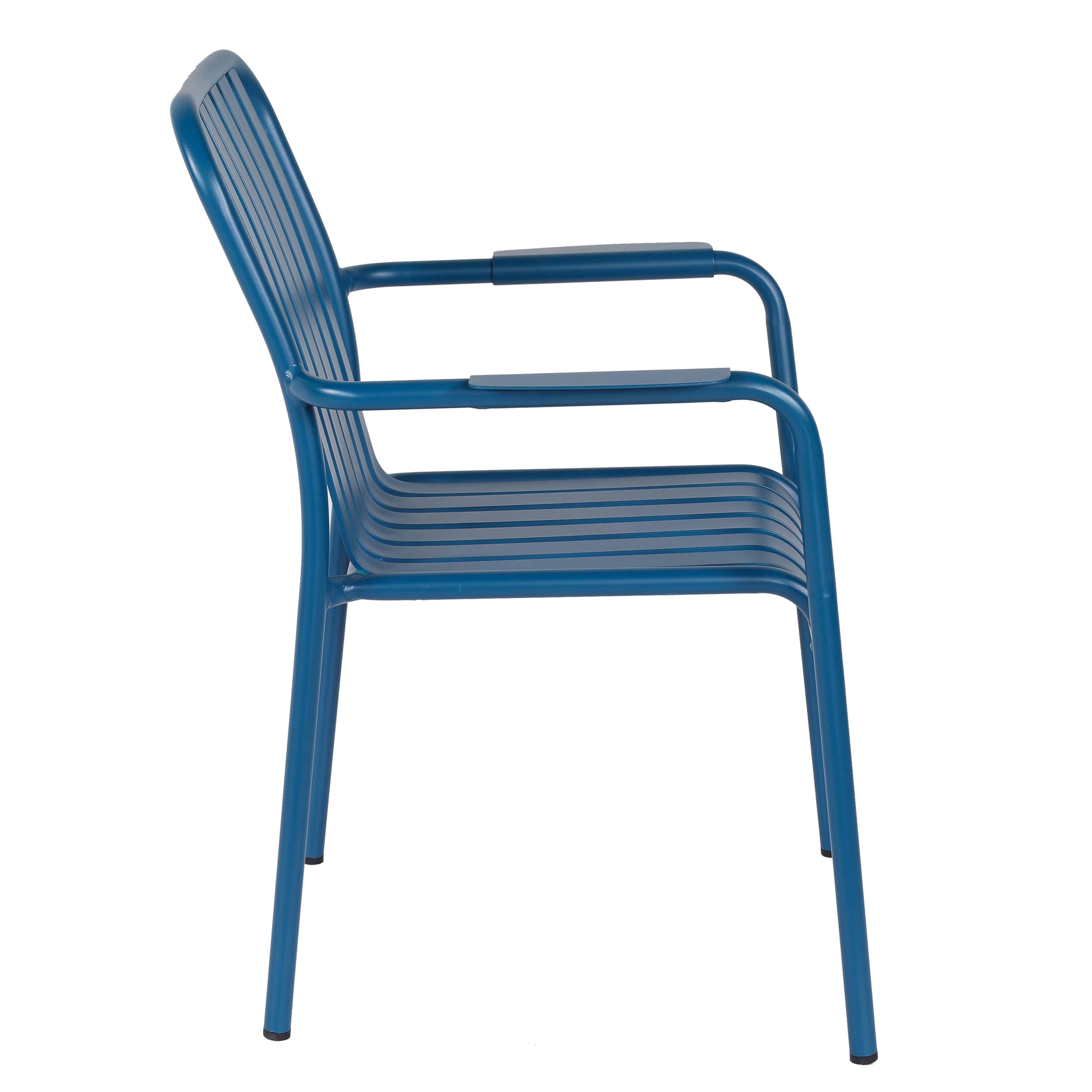 Oviala - Chaise de terrasse avec accoudoirs en aluminium bleu foncé Faro - Oviala - Image 5