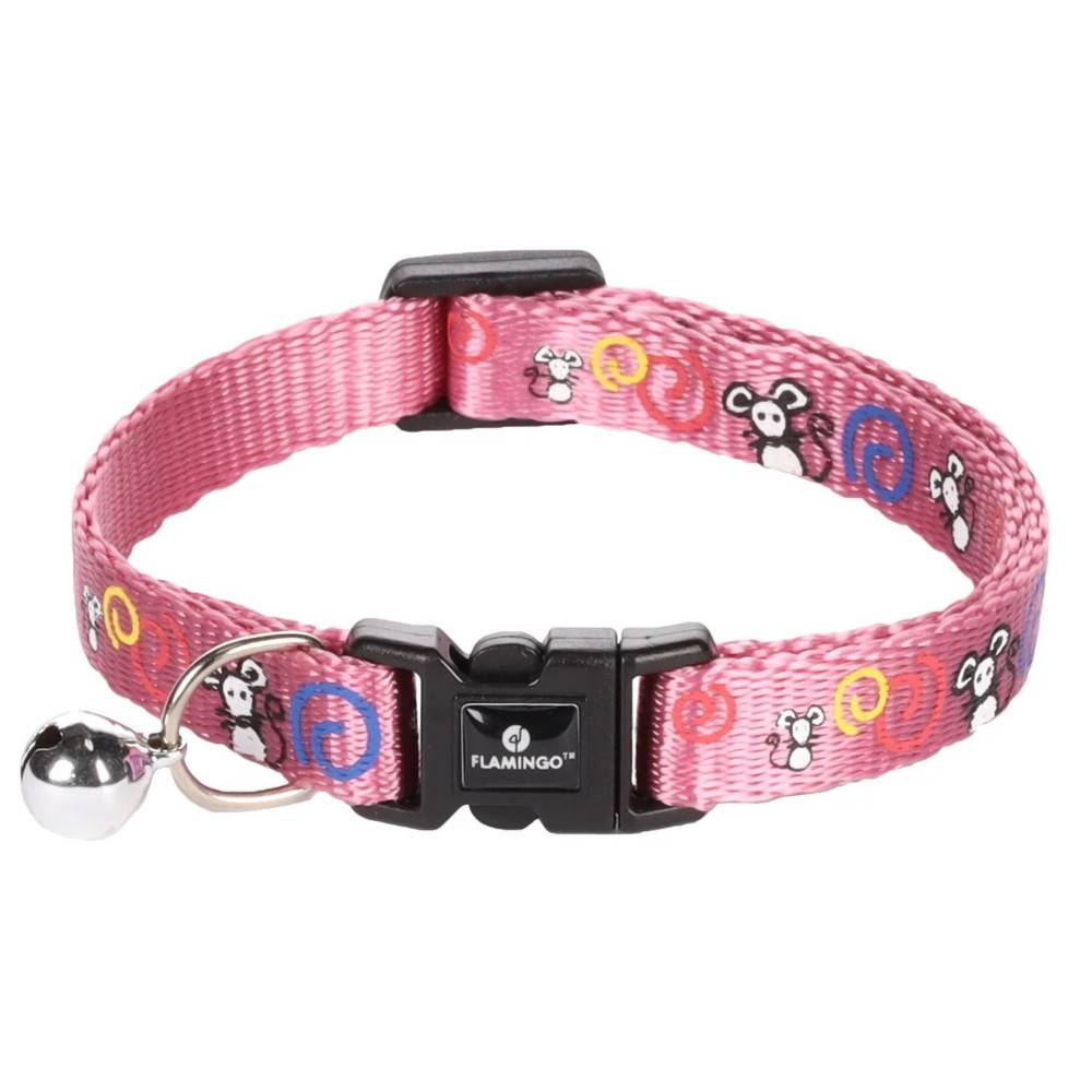 animallparadise - Collier réglable de 20 à 35 cm rose avec motif souris pour chat - Image 1