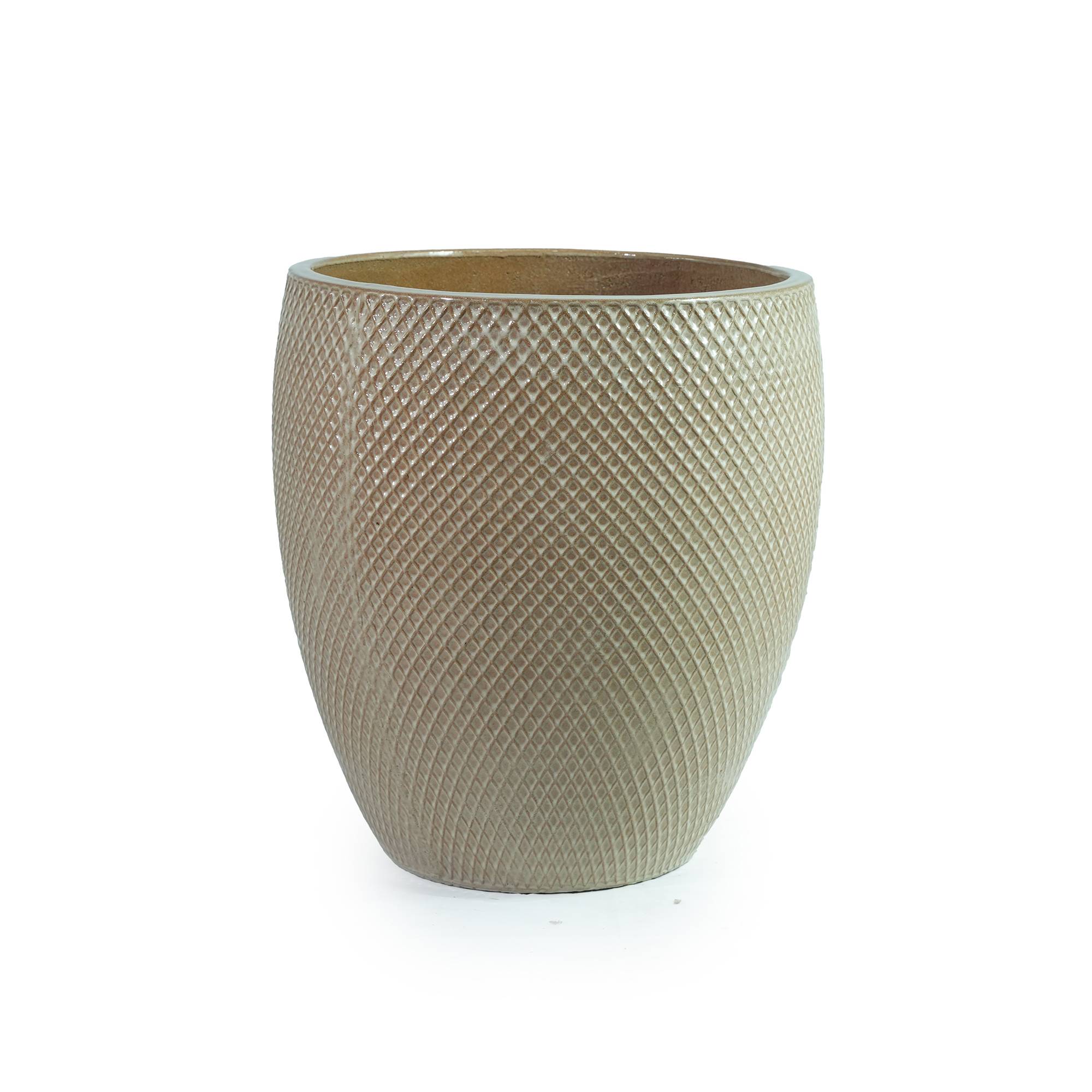 ComfortXL - Grand pot de fleurs céramique Ø46 x H53 cm beige crème jardin terrasse drainage - ComfortXL Outdoor Living - Image 2