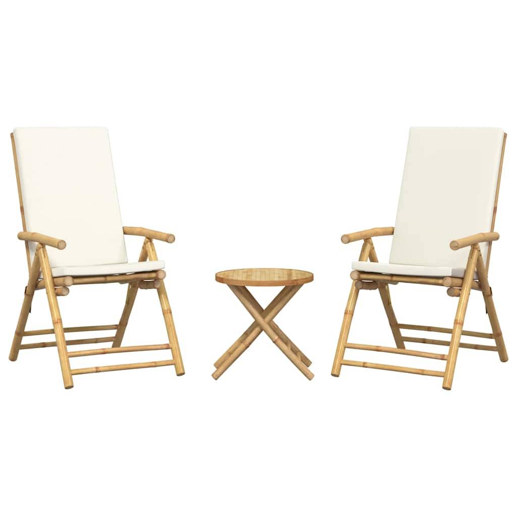 Vidaxl - Ensemble de bistro pliante 3 pcs-Salons de jardin et coussins blanc crème bambou 401180 - Image 4