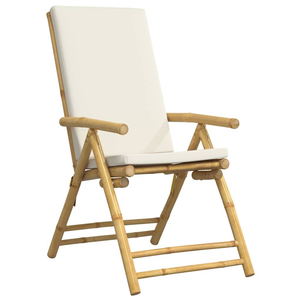 Vidaxl - Ensemble de bistro pliante 3 pcs-Salons de jardin et coussins blanc crème bambou 401180 - Image 5
