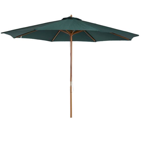 Parasol Ø300x250 cm avec mât en bois et système de poulie pour jardin, patio, terrasse, vert - Image 1
