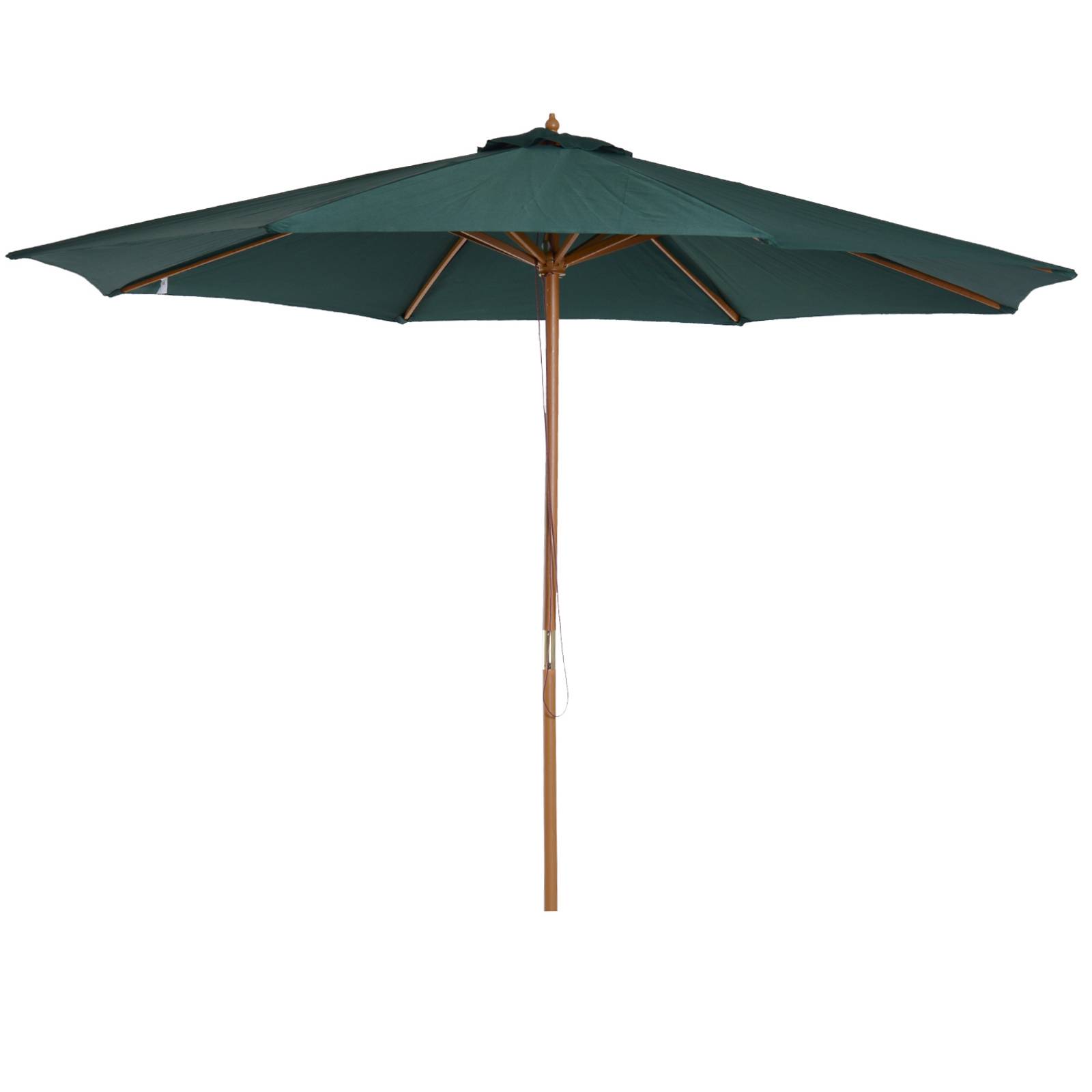 Parasol Ø300x250 cm avec mât en bois et système de poulie pour jardin, patio, terrasse, vert - Image 1