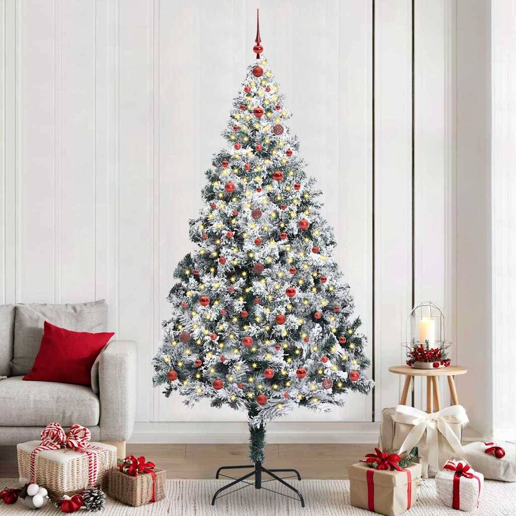 Sapin de Noël | Arbre de Noël artificiel Blanc 240 cm PVC, Acier et Plastique Maison Chic - Image 2