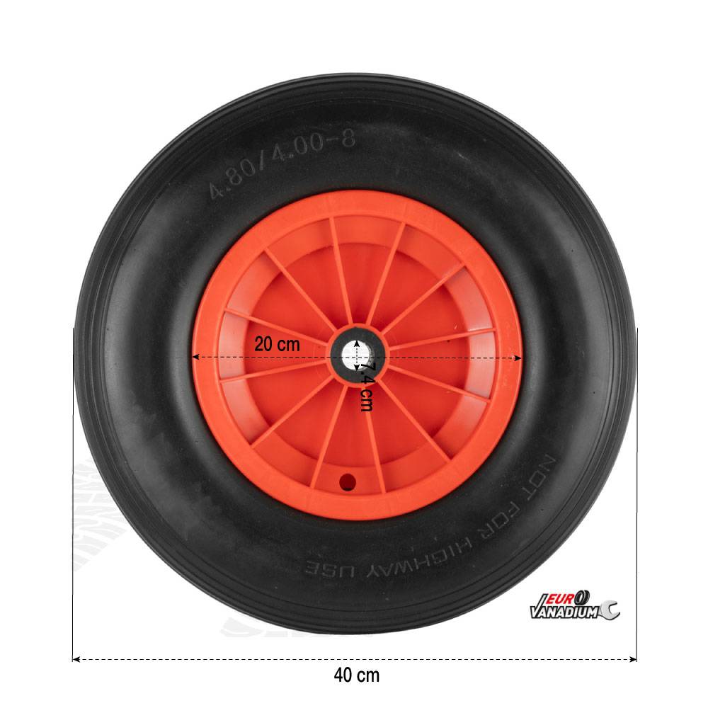 Sans Marque - Roue increvable 400mm alésage 20mm pour brouette, chariot... - Image 4