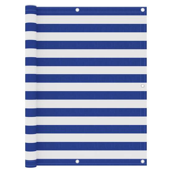 Écran de balcon Tissu Oxford Blanc et bleu 120 x 500 cm - PANGIVO - Image 1