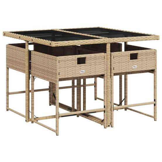 Ensemble à manger de jardin avec coussins 5 pcs | Mobilier d'extérieur Beige poly rotin Maison Chic - Image 3