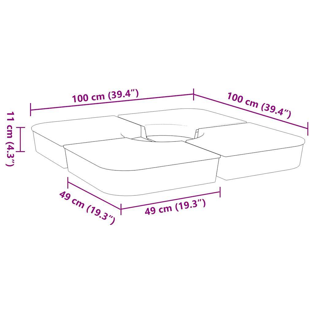 Ensemble de base de parasol - accessoire parasol pour parasols à pied croisé 4pcs PP - MEUBLE PRO-JU5567 - Image 8