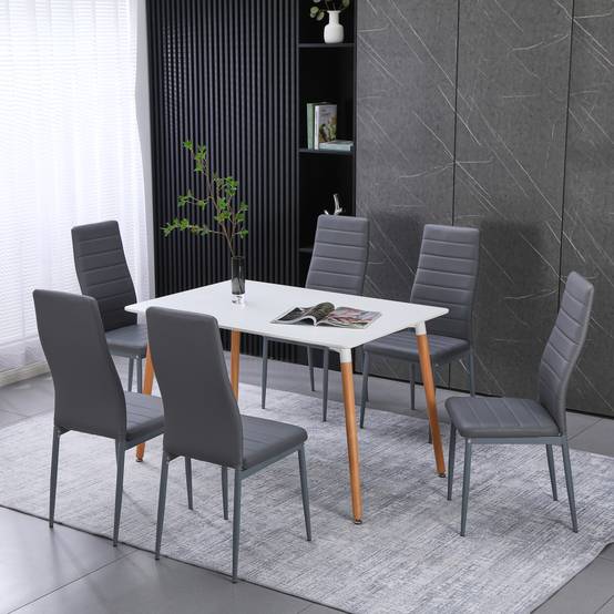 Lot de 6 chaises de salle à manger, gris, chaise de bureau - Image 1