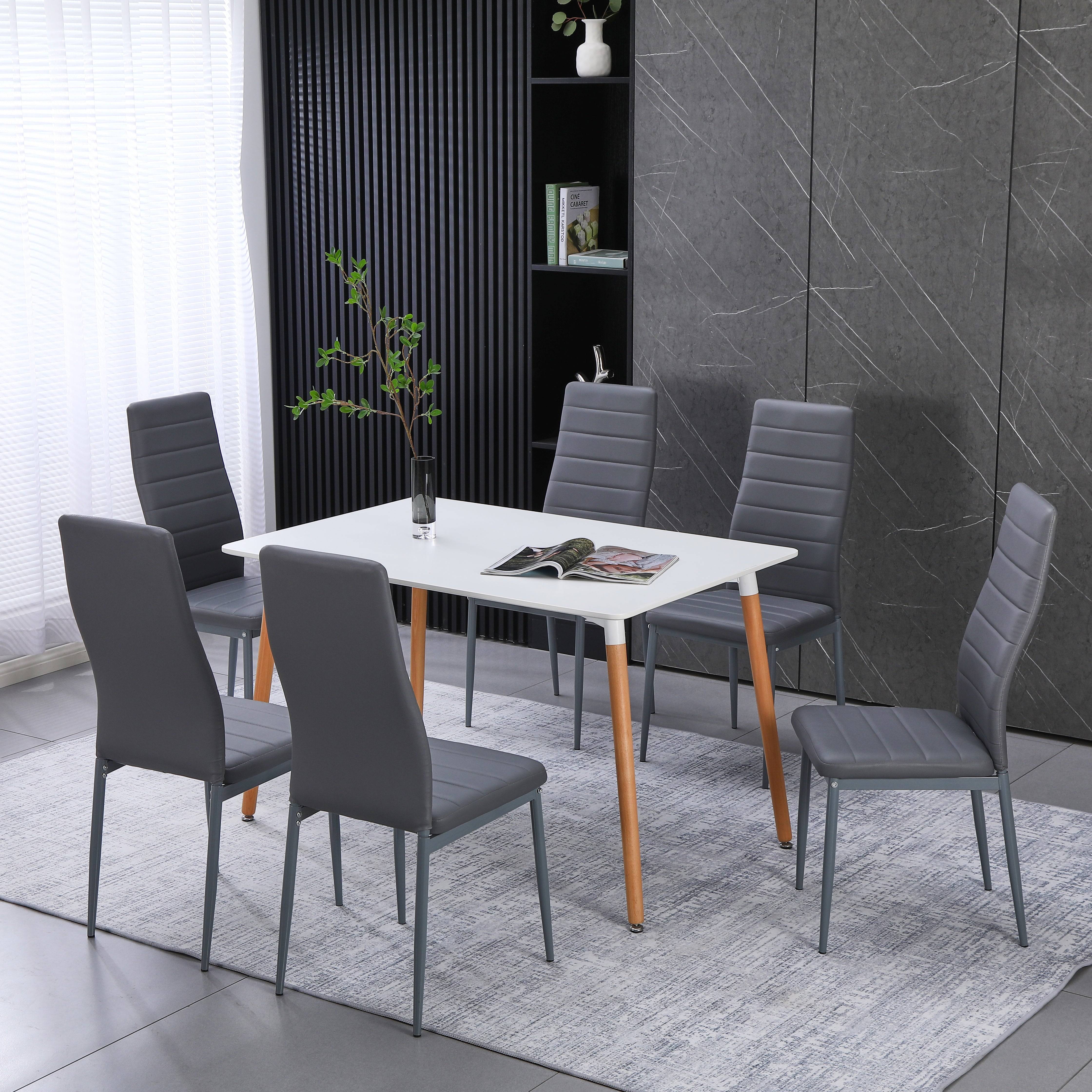 Lot de 6 chaises de salle à manger, gris, chaise de bureau - Image 1
