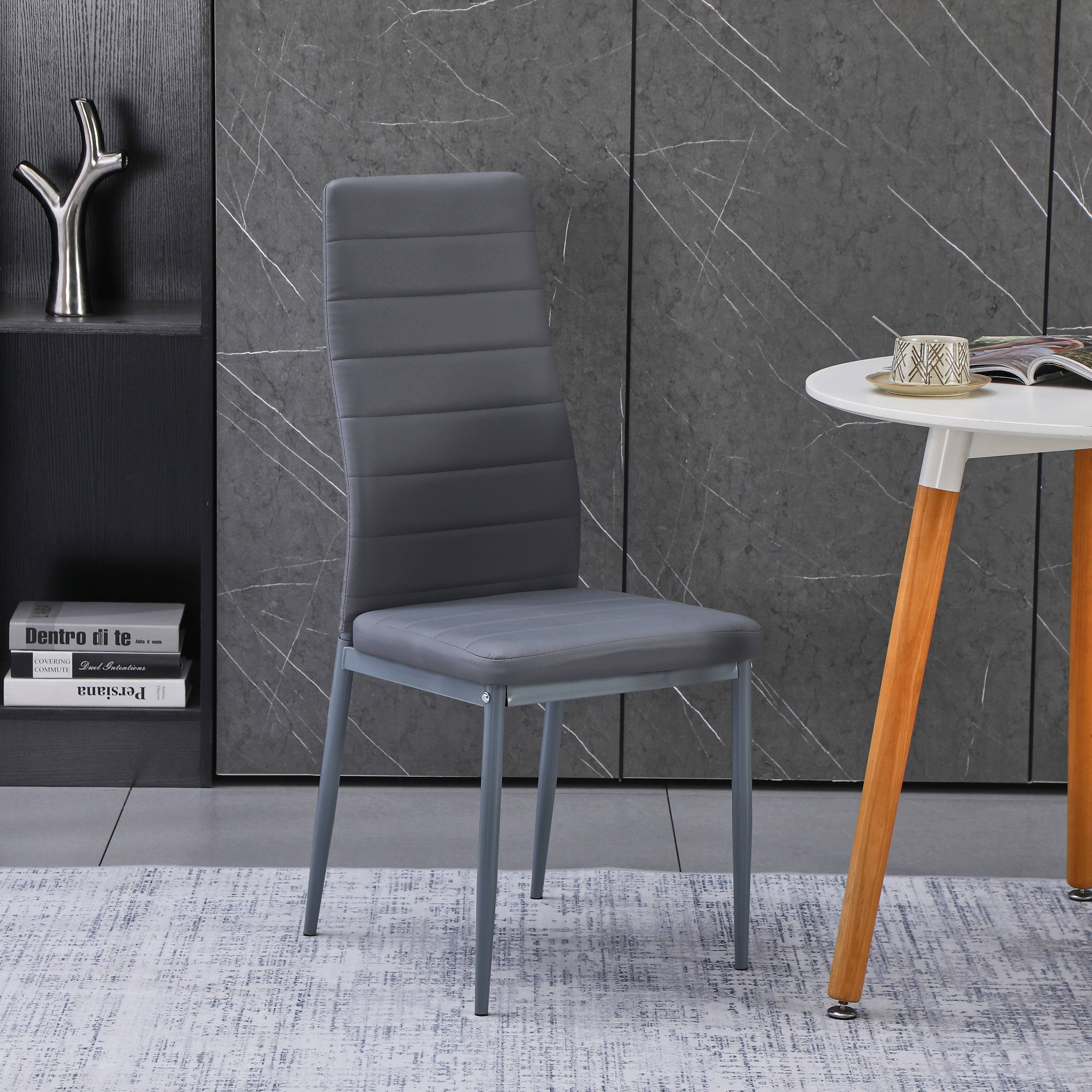 Lot de 6 chaises de salle à manger, gris, chaise de bureau - Image 5