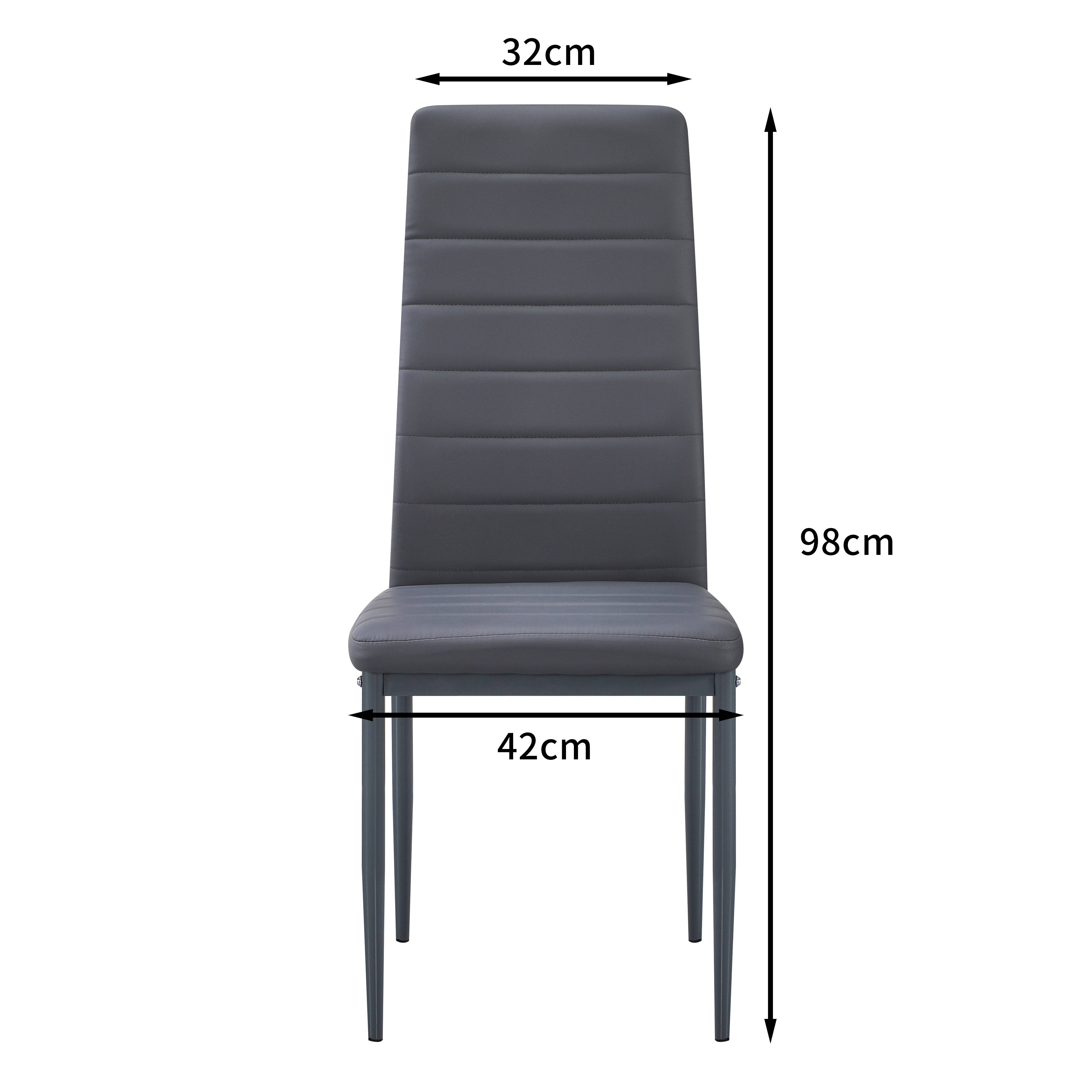 Lot de 6 chaises de salle à manger, gris, chaise de bureau - Image 2