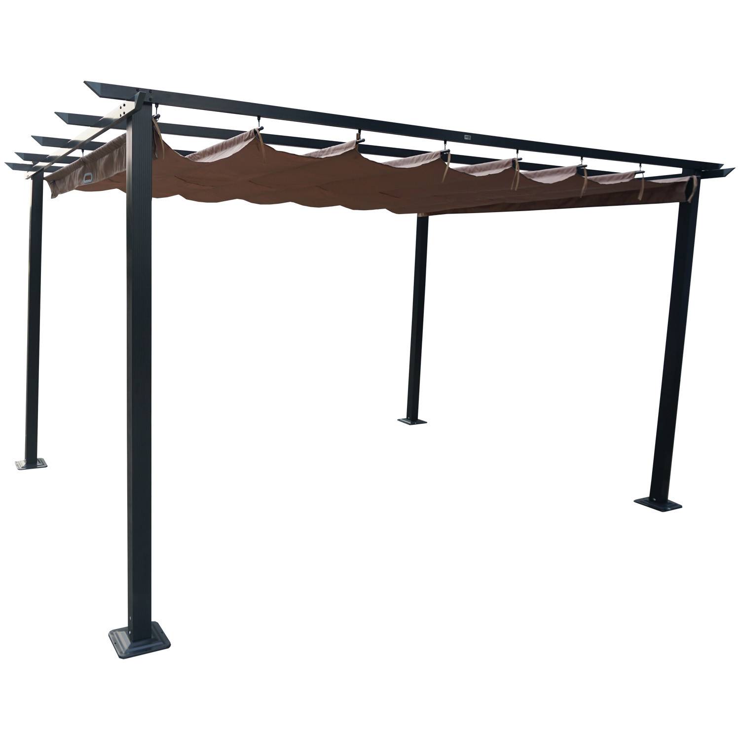 Autre - Tonnelle/Pergola en aluminium 3x4m toile coulissante rétractable - anthracite taupe - HAVANA - Image 2