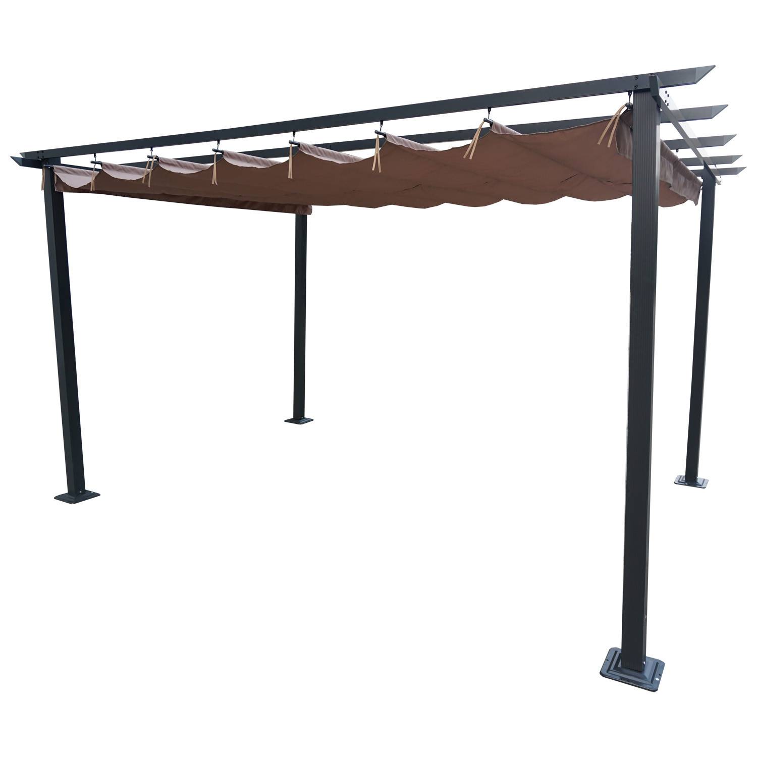 Autre - Tonnelle/Pergola en aluminium 3x4m toile coulissante rétractable - anthracite taupe - HAVANA - Image 1