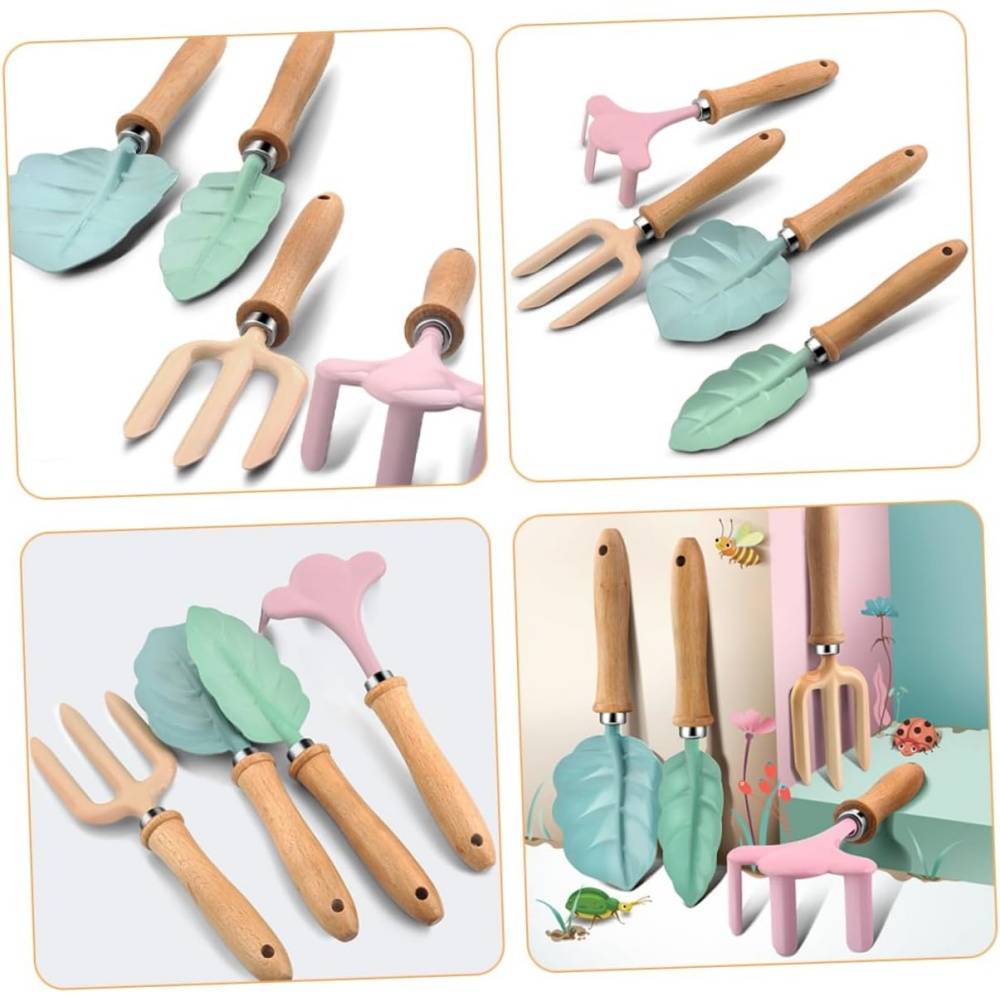 Kit d'outils de jardinage enfant - 5 pièces colorées - Pelle, râteau et fourche - Living123 - Image 3