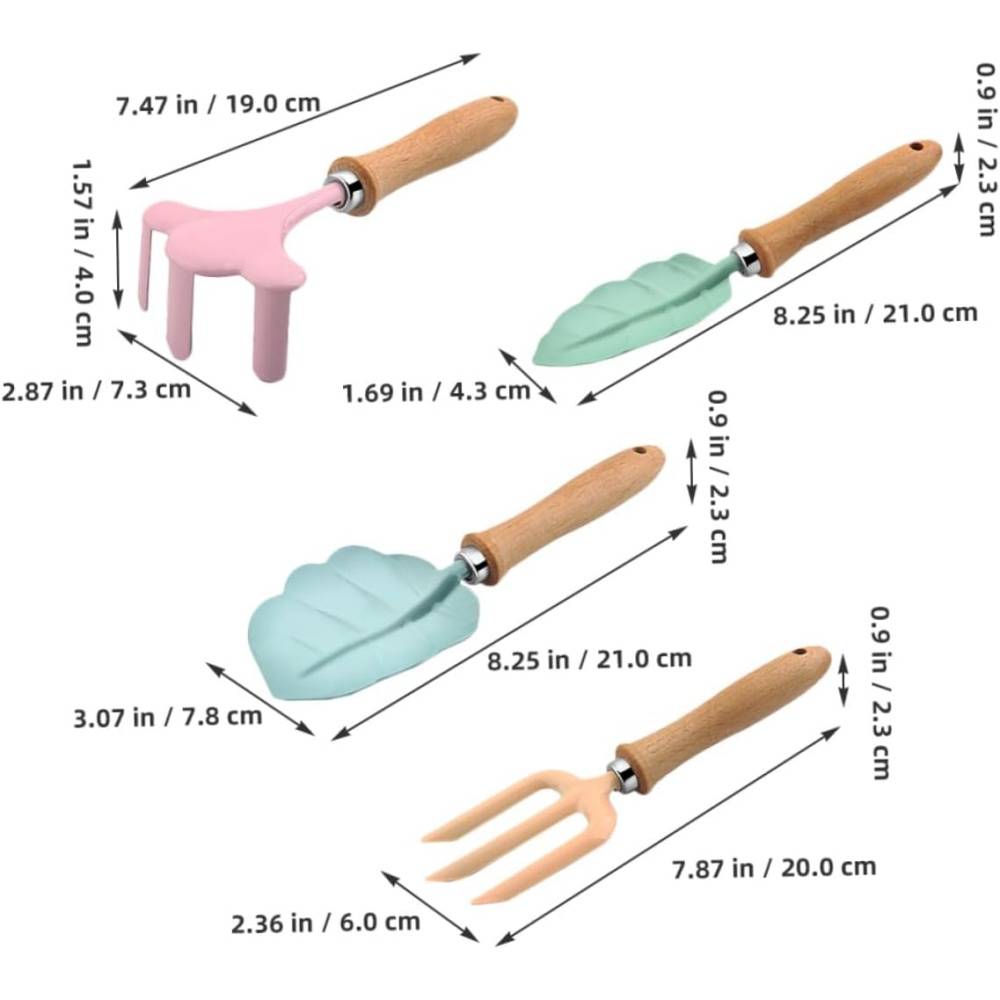 Kit d'outils de jardinage enfant - 5 pièces colorées - Pelle, râteau et fourche - Living123 - Image 2
