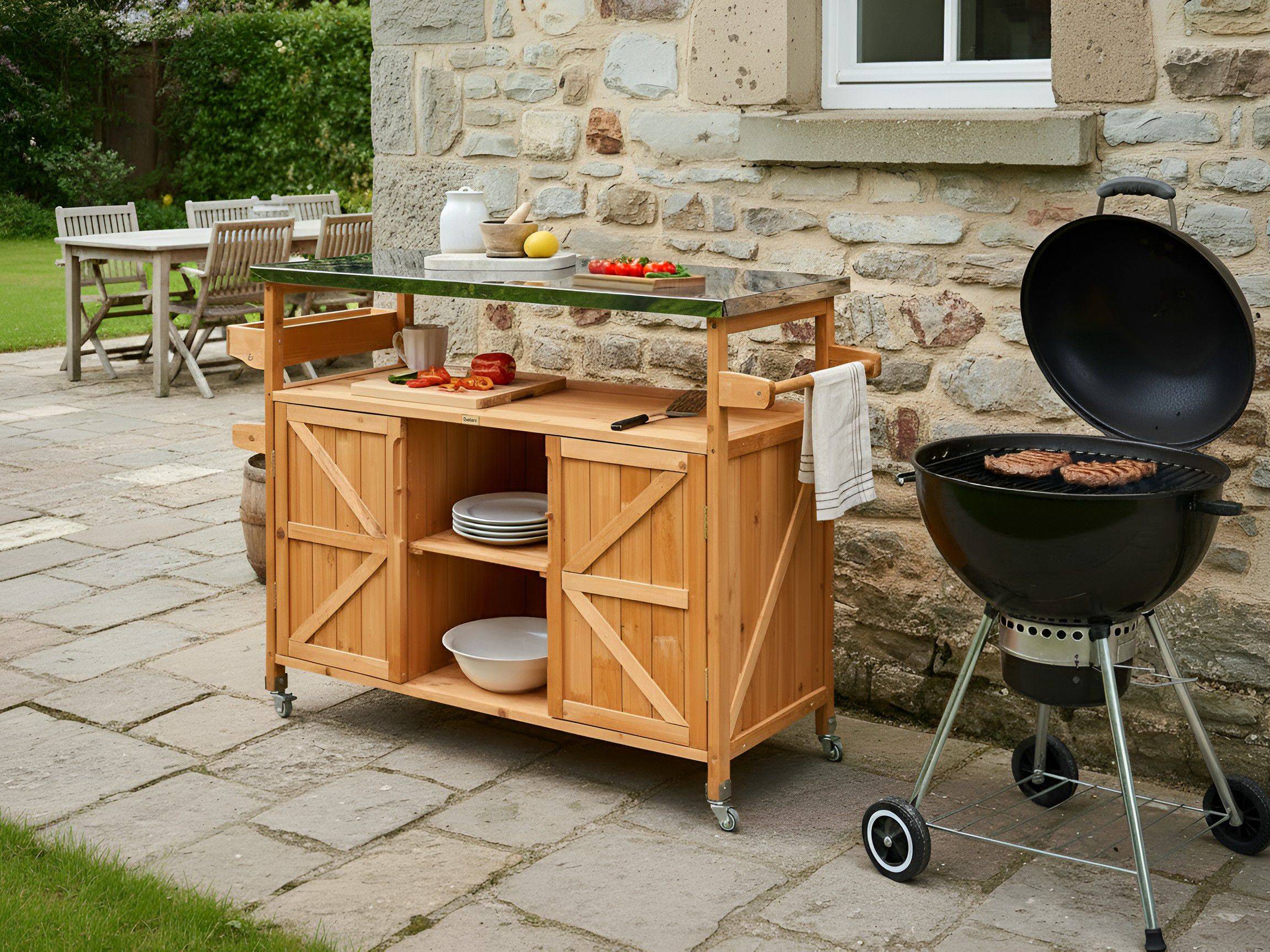 Beliani - Cuisine de jardin Bois de sapin Marron clair SCANNO - 128x43x92- Beliani - Image 1