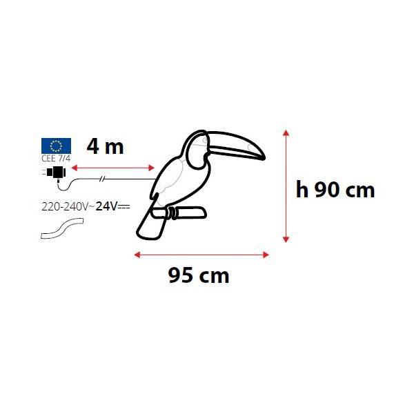 Lotti - Lampe néon déco toucan 560 LED bleu et orange 90x95 cm IP44 24V Lotti - Image 2