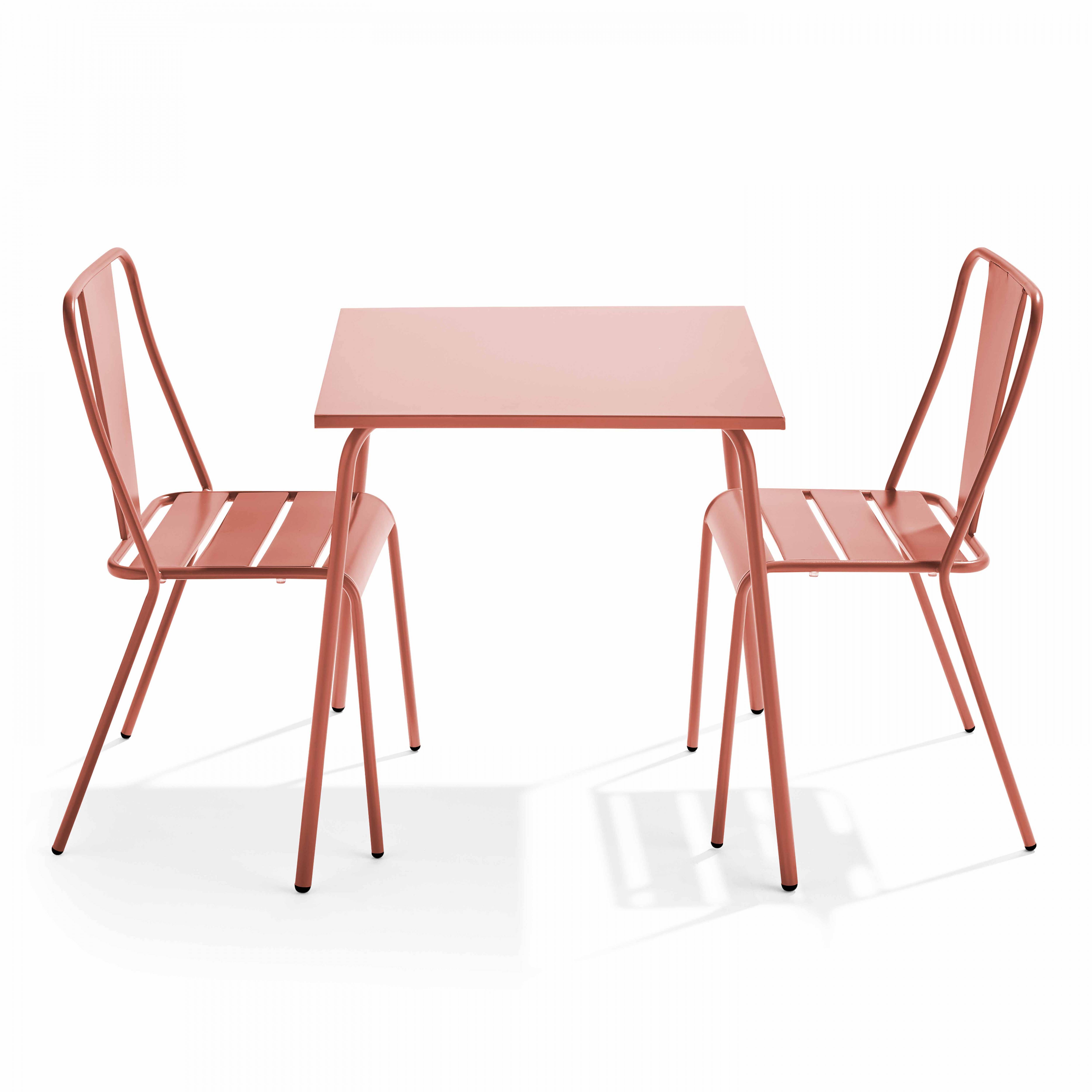 Oviala - Ensemble table de jardin carrée et 2 chaises bistrot argile Palavas - Oviala - Image 1
