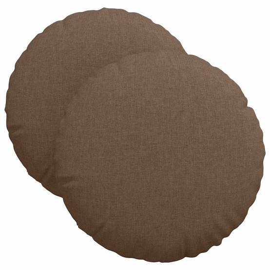 Lot de 2 Coussins de Sol Ronds en Tissu Déhoussables pour Décoration Intérieure Marron Ø 40 cm – ComfortXL Outdoor Living - Image 2