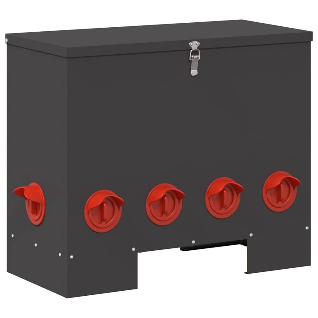 Mangeoire Poule Sur Pied Acier Stable Capacité 25kg Noir - ComfortXL Outdoor Living - Image 2