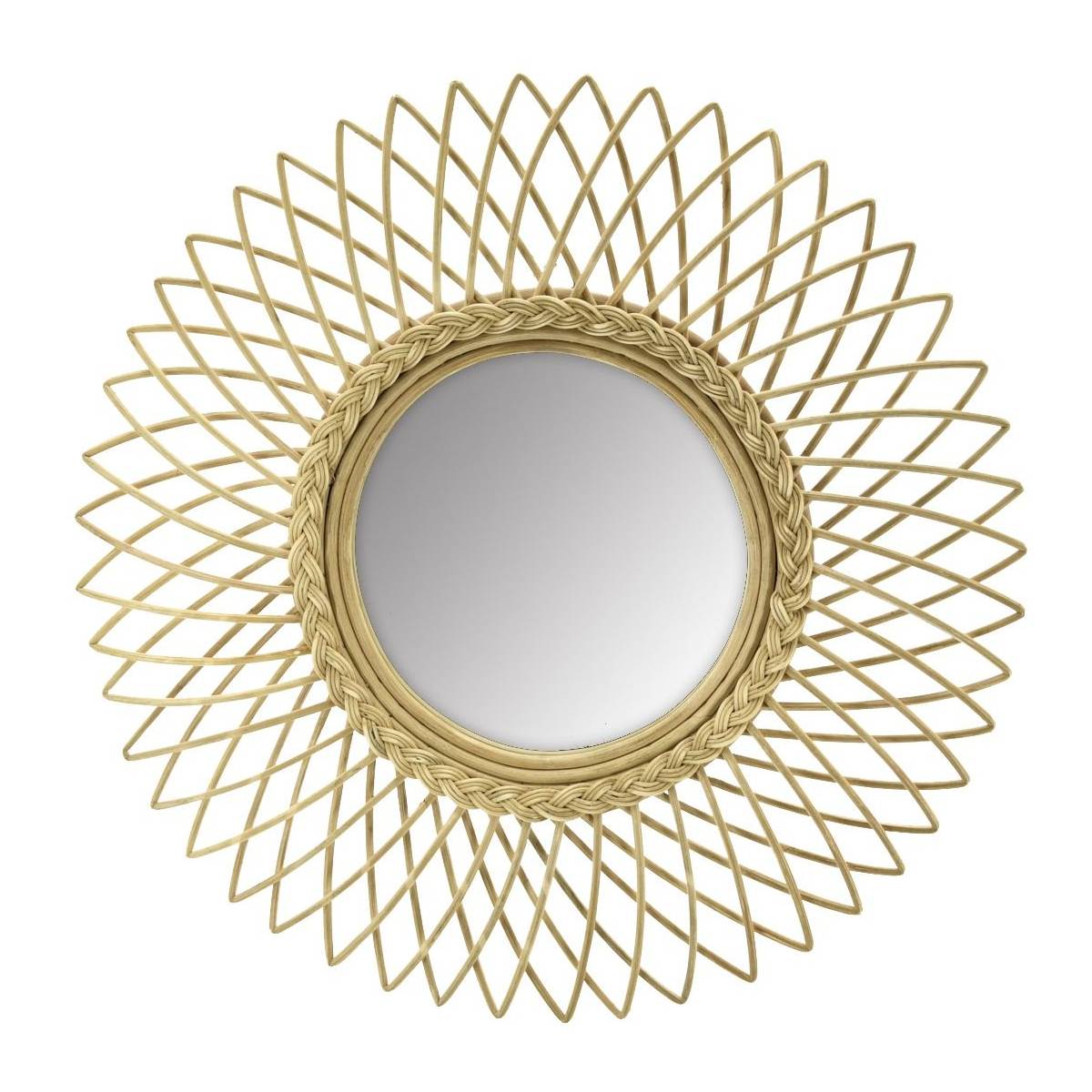 Aubry Gaspard - Miroir soleil en moelle de rotin 60 cm