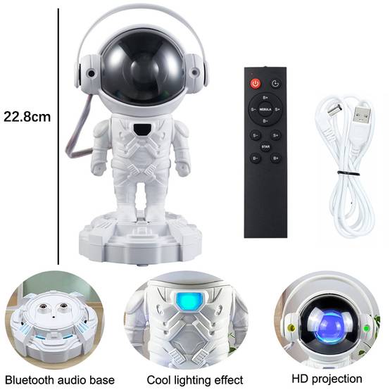Astronaute Galaxy Star Projecteur Lampe Bluetooth Audio Bluetooth Plafond Étoilé Projecteur Avec Télécommande, Cadeau De Noël - Image 5