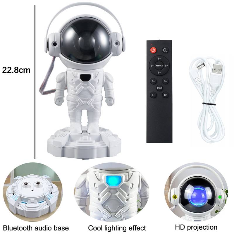 Astronaute Galaxy Star Projecteur Lampe Bluetooth Audio Bluetooth Plafond Étoilé Projecteur Avec Télécommande, Cadeau De Noël - Image 5